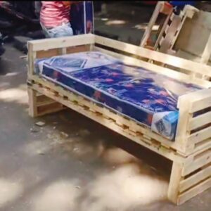 Foldable pallet sofa cum bed